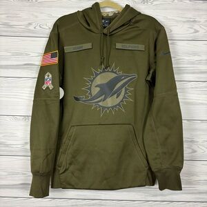 NWT NIKE ON FIELD TEAM ISSUED MIAMI DOLPHINS SALUTE TO TROOPS HOODIE PULLOVER M